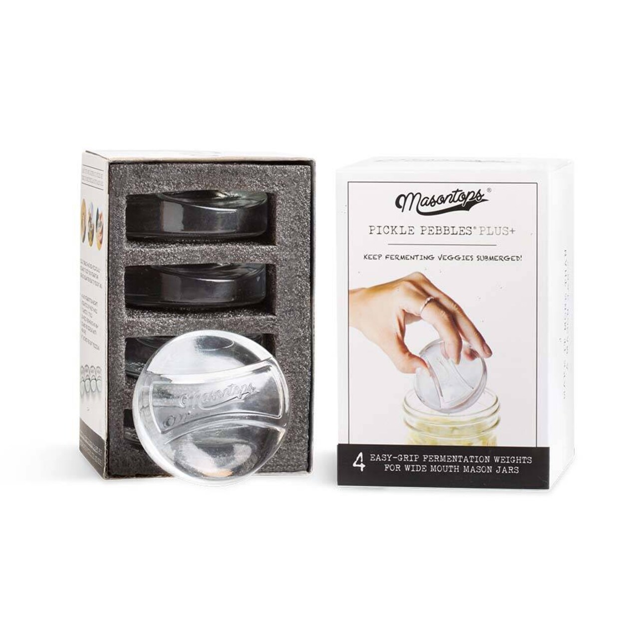 Masontops Handmade Pickle Pebbles Plus for Wide Mouth Jars Pack of 4